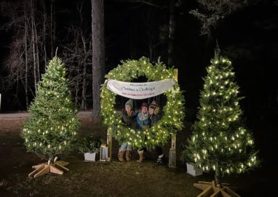 Christmas tree shaped to form number 101 - a view included in the Christmas by Candlelight at Old Sturbridge Village Tour.