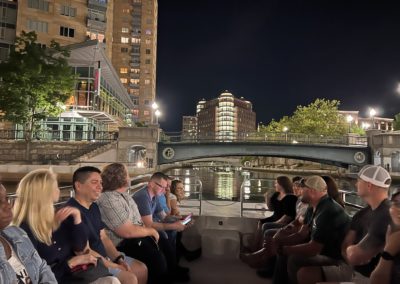 View of the Providence Pedestrian Bridge at Night - an experience included in the Dinner and a Cruise.