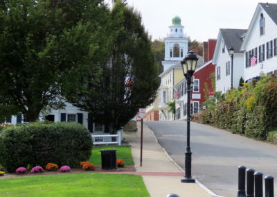 View of the historical homes at Leyden St. - an experience included in the Plimoth Plantation & Cranberry Harvest Tour.