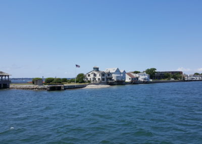 View of the Waterside Homes in Newport, a destination included in the Rhode Island Lighthouse Cruise Tour.