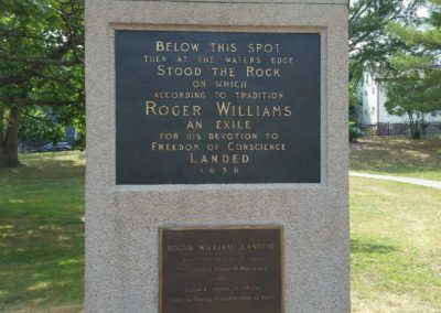 View of the Roger Roger Williams' Landing Place Monument at the Roger Williams National Memorial Park.