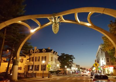 A cone hanging under the Gateway Arch in Federal Hill - a destination included in the An Evening in the City Tour.